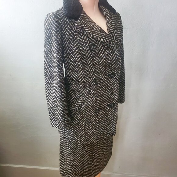 Anne Fogarty 2 Piece Tweed Skirt-Coat Set/ Women's Vintage Designer Suit - Picture 10 of 12